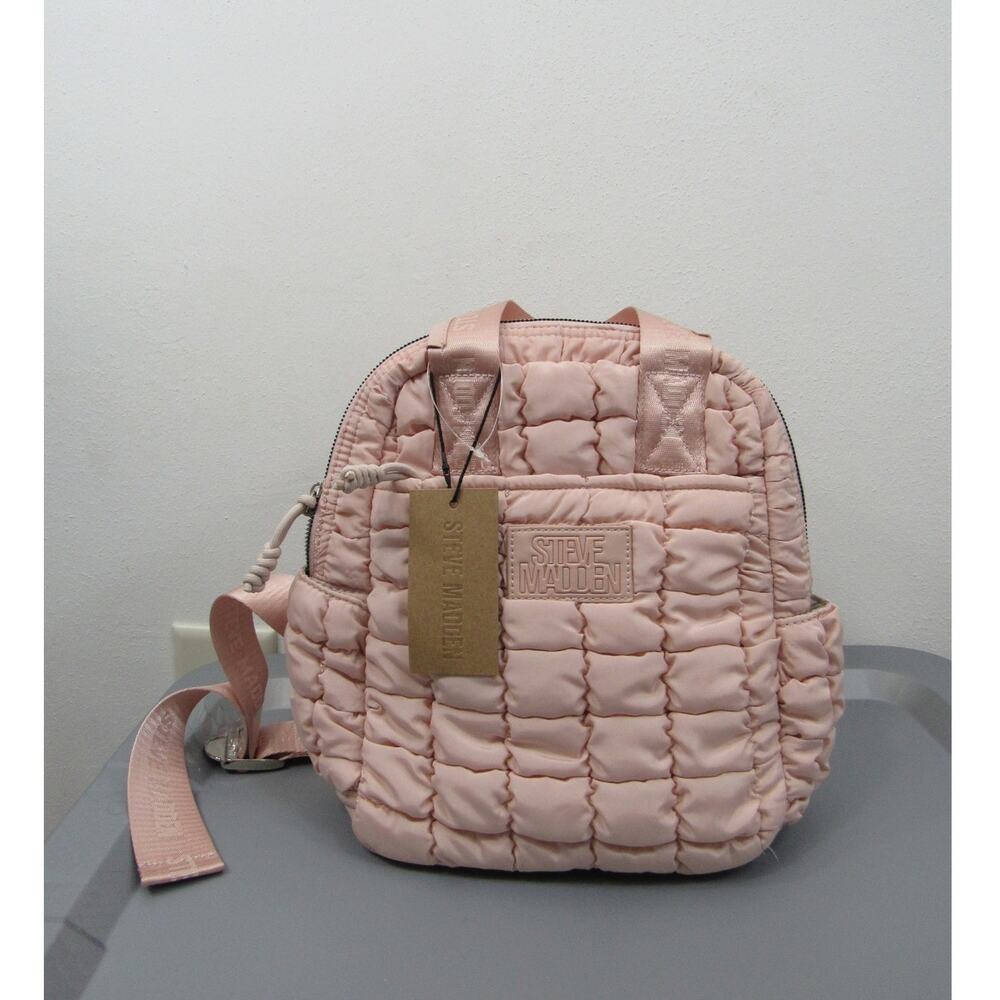 NWT Steve Madden Pink Mini Brosie Puff Backpack Quilted Purse Bag Blush NEW